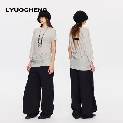 LYUOCHENG_Open_Back_Irregular_Batwing_Draped_Neck_Women&