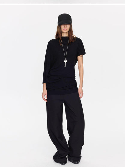 LYUOCHENG Open Back Irregular Batwing Draped Neck Women&