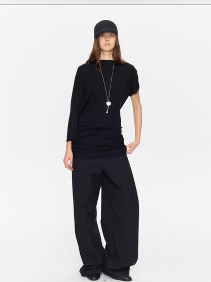LYUOCHENG Open Back Irregular Batwing Draped Neck Women&