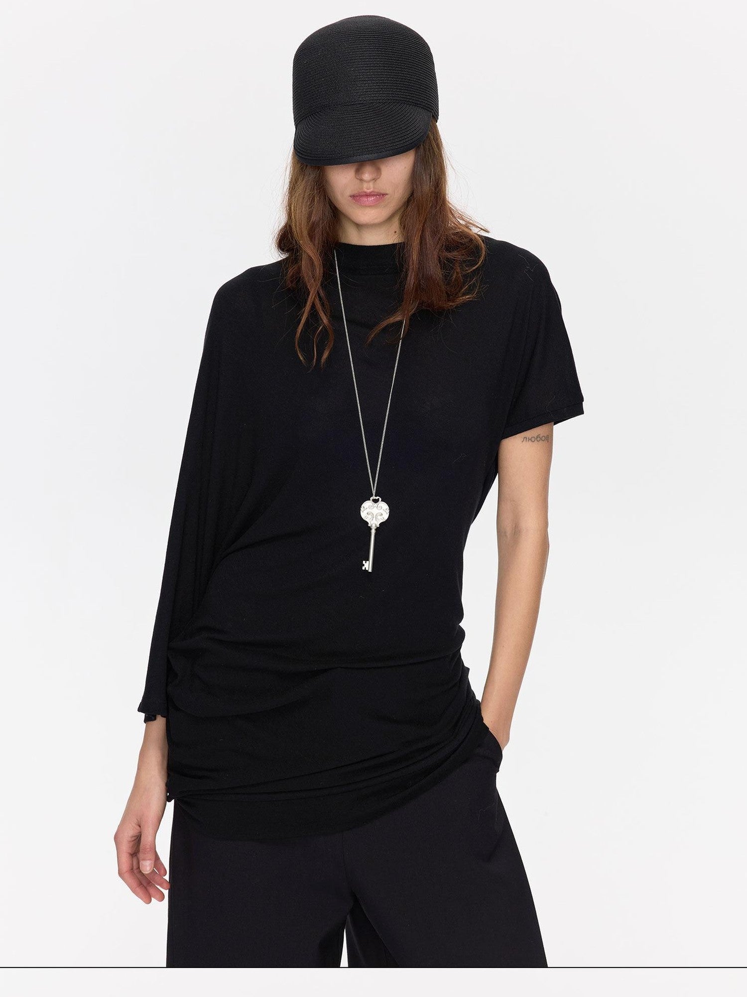 LYUOCHENG Open Back Irregular Batwing Draped Neck Women&