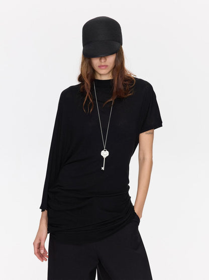 LYUOCHENG Open Back Irregular Batwing Draped Neck Women&