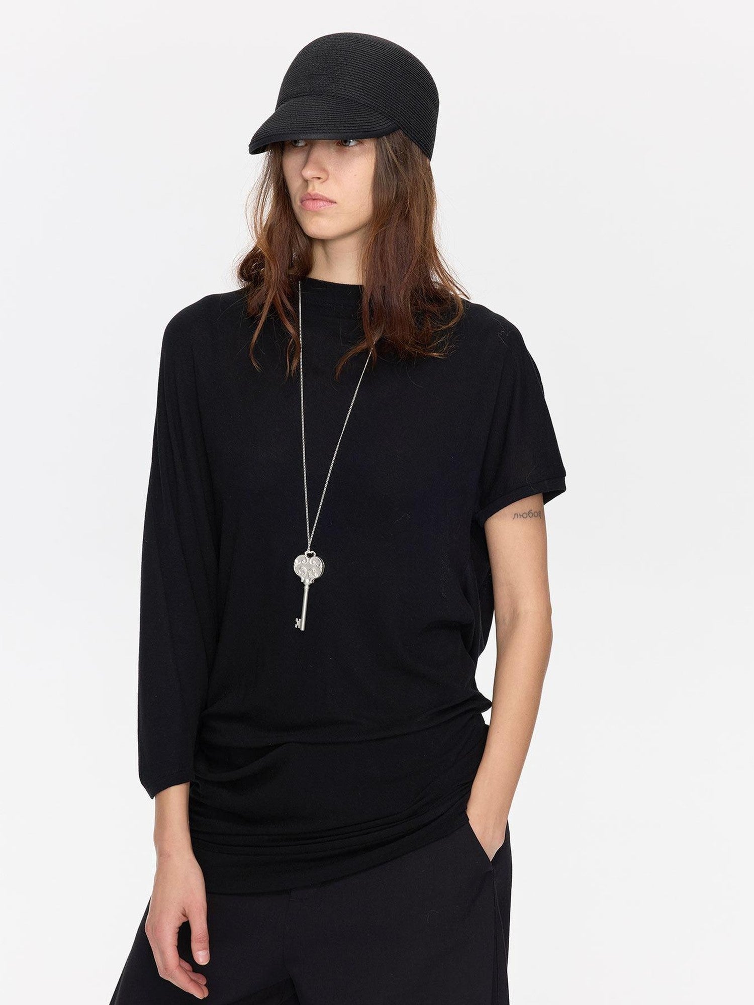 LYUOCHENG Open Back Irregular Batwing Draped Neck Women&
