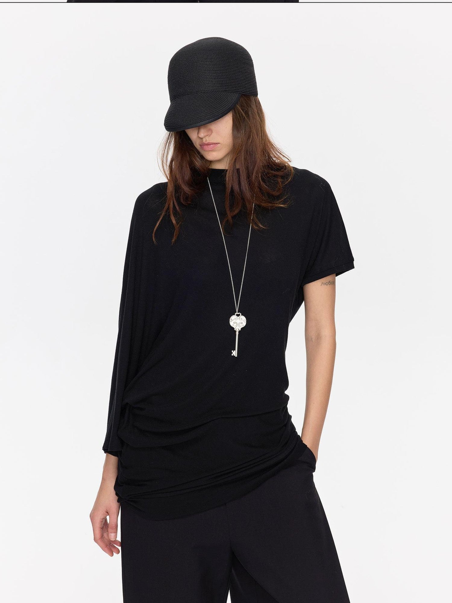 LYUOCHENG Open Back Irregular Batwing Draped Neck Women&