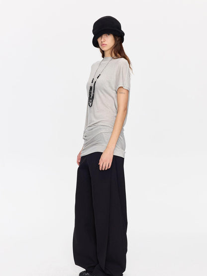 LYUOCHENG Open Back Irregular Batwing Draped Neck Women&