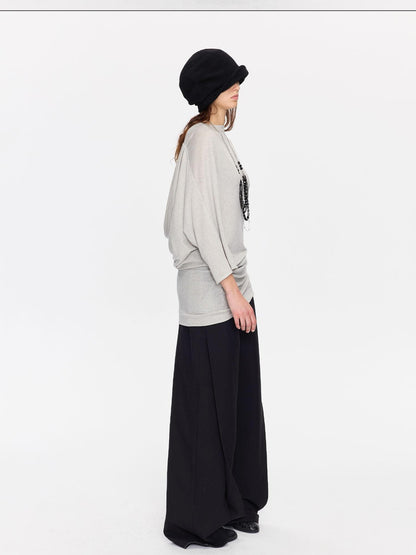 LYUOCHENG Open Back Irregular Batwing Draped Neck Women&