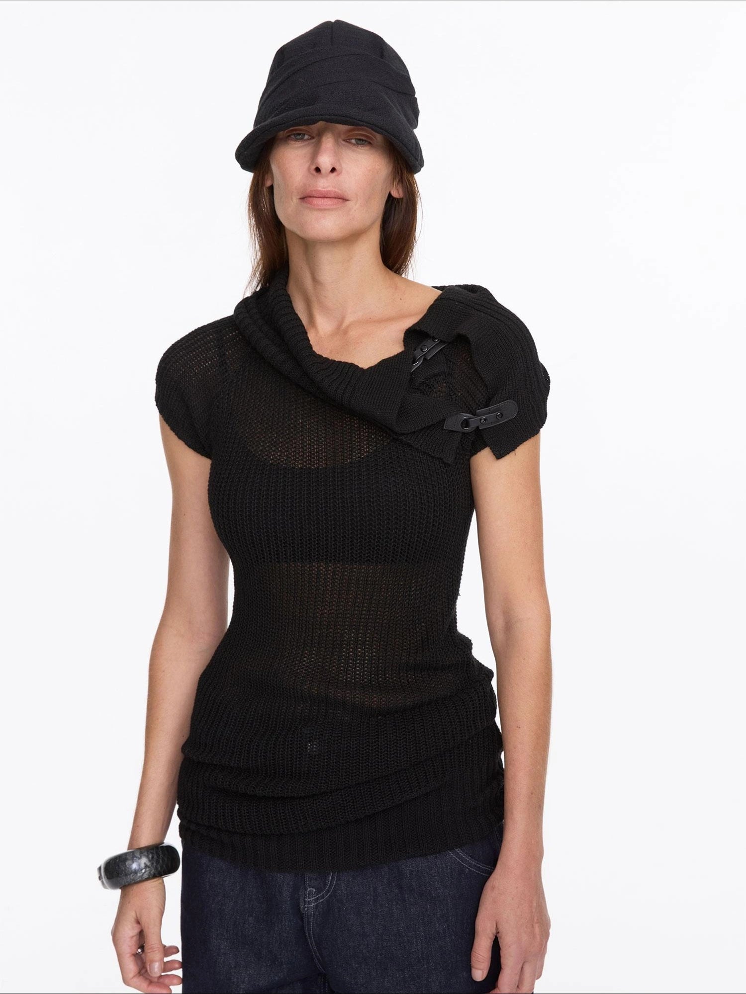 LYUOCHENG Oversized Collar Knit Top