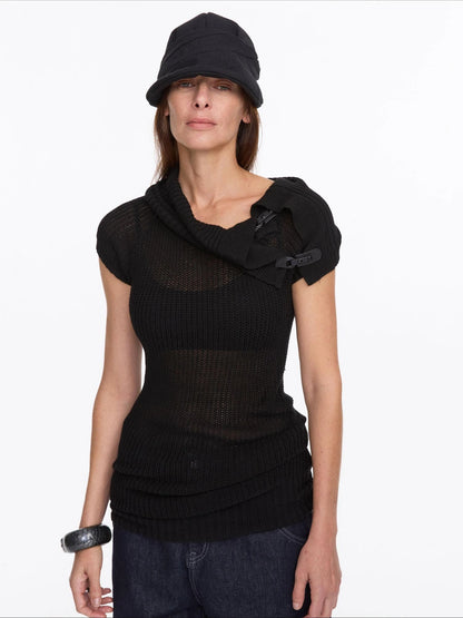 LYUOCHENG Oversized Collar Knit Top
