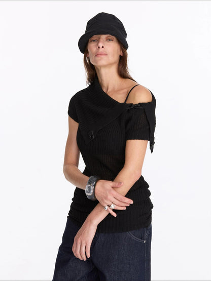 LYUOCHENG Oversized Collar Knit Top