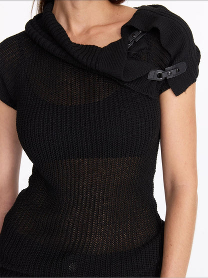 LYUOCHENG Oversized Collar Knit Top