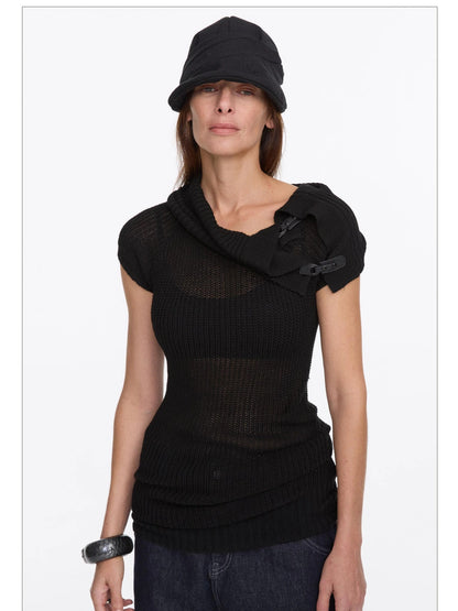 LYUOCHENG Oversized Collar Knit Top