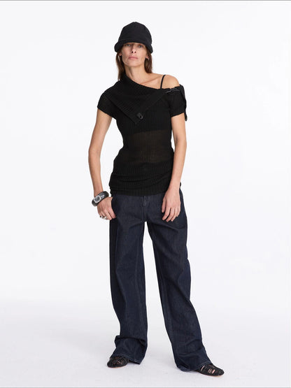 LYUOCHENG Oversized Collar Knit Top