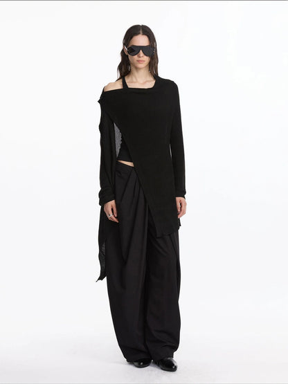 LYUOCHENG Oversized Draped Collar Wool Blend Cardigan
