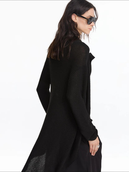 LYUOCHENG Oversized Draped Collar Wool Blend Cardigan