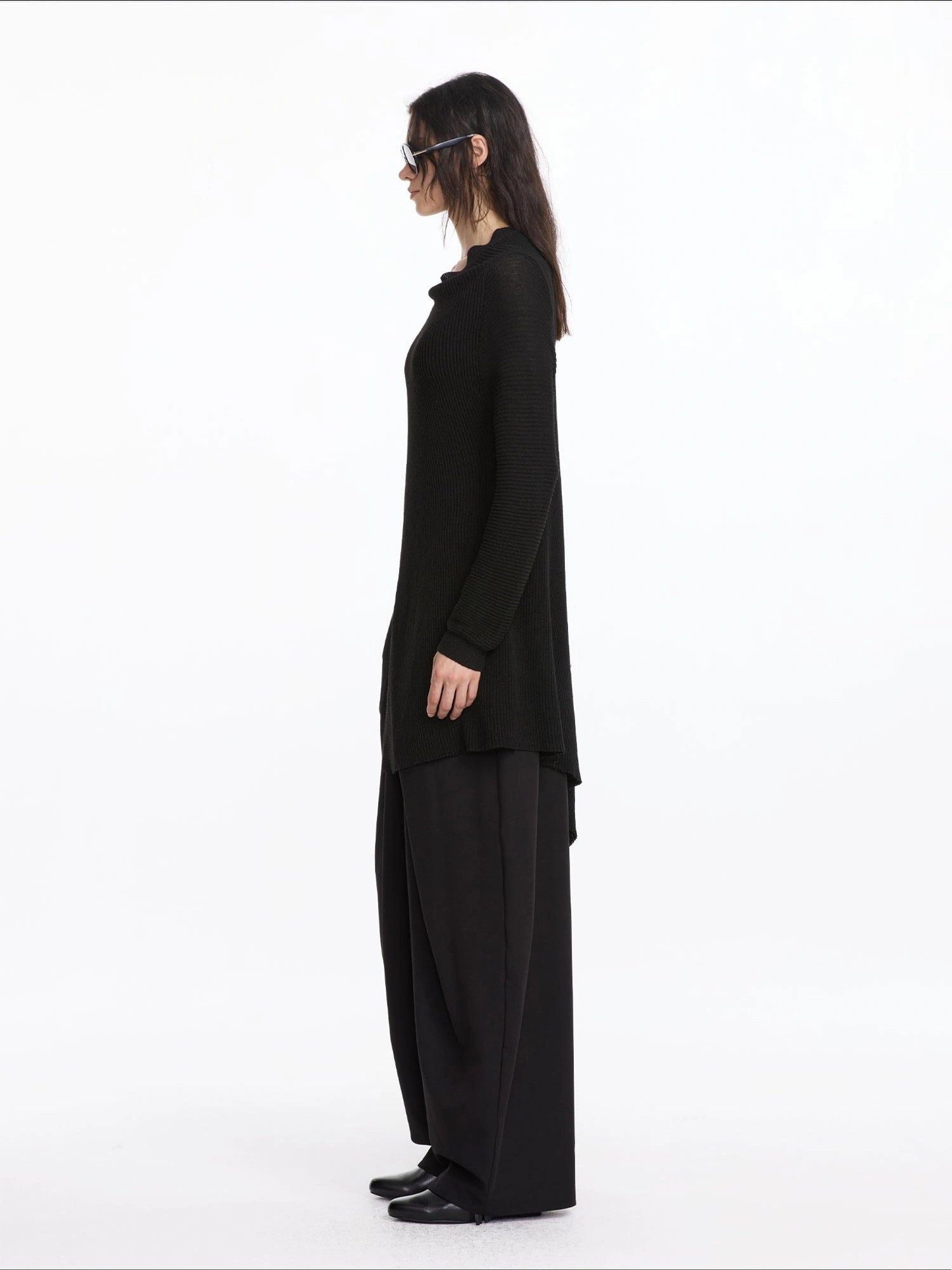 LYUOCHENG Oversized Draped Collar Wool Blend Cardigan