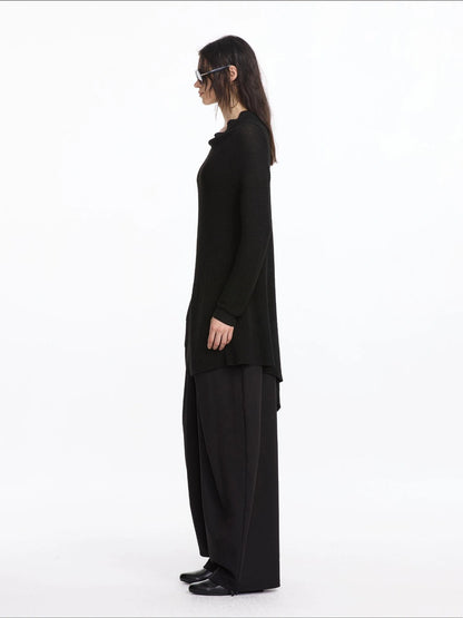 LYUOCHENG Oversized Draped Collar Wool Blend Cardigan