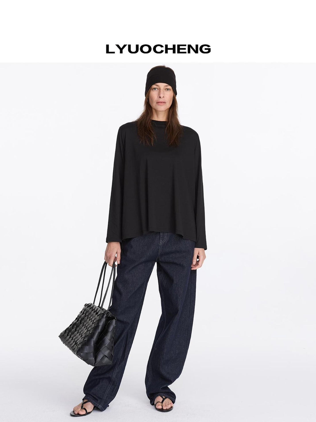 Oversized Split Hem Tee In Tencel Cotton Blend