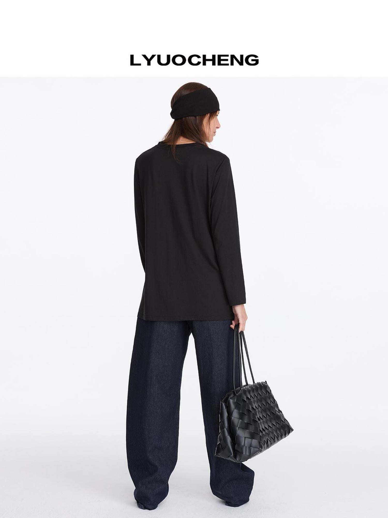 Oversized Split Hem Tee In Tencel Cotton Blend
