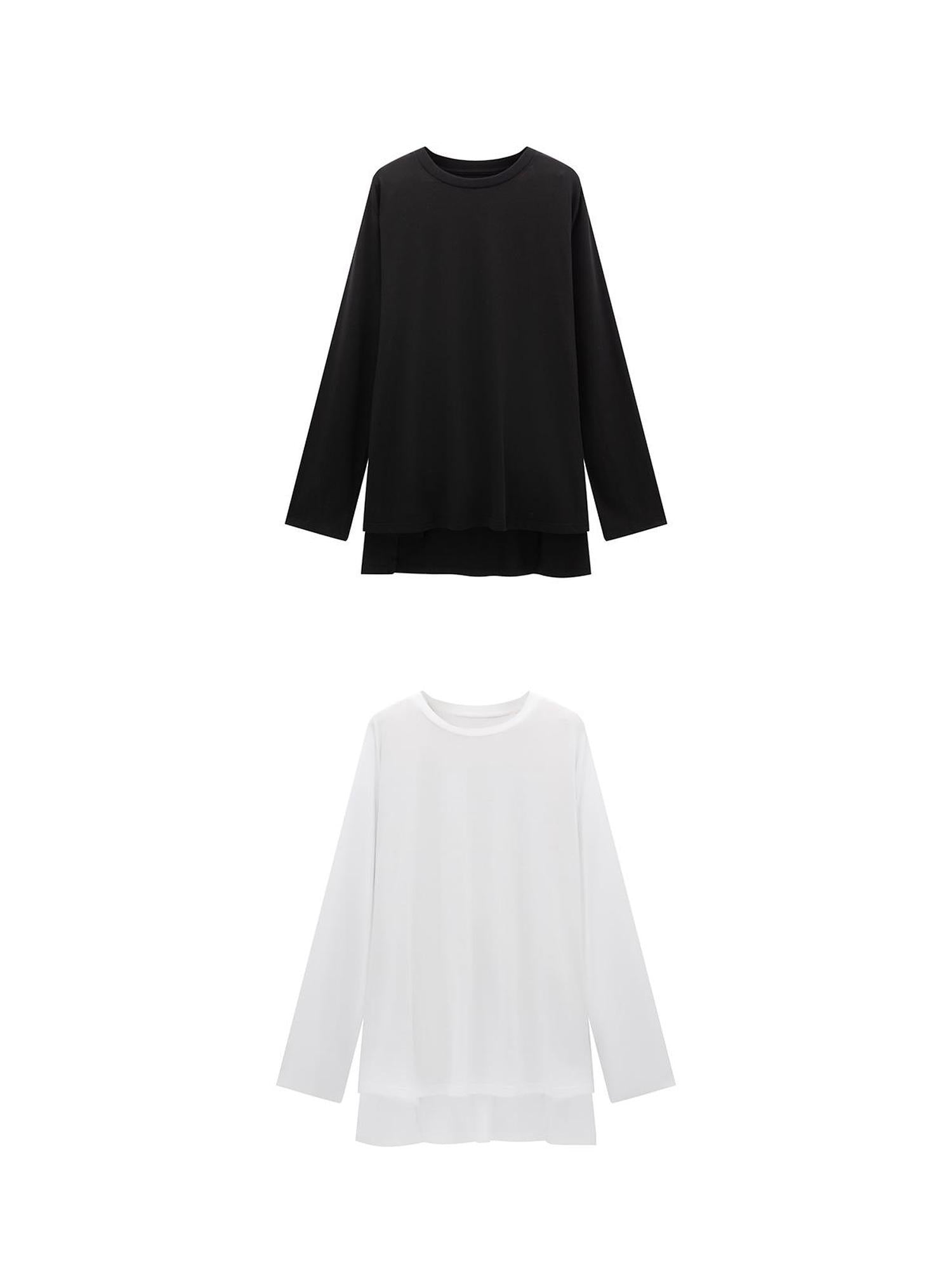 Oversized Split Hem Tee In Tencel Cotton Blend