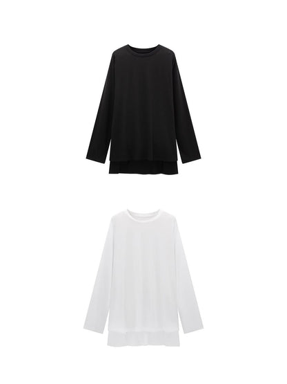 Oversized Split Hem Tee In Tencel Cotton Blend