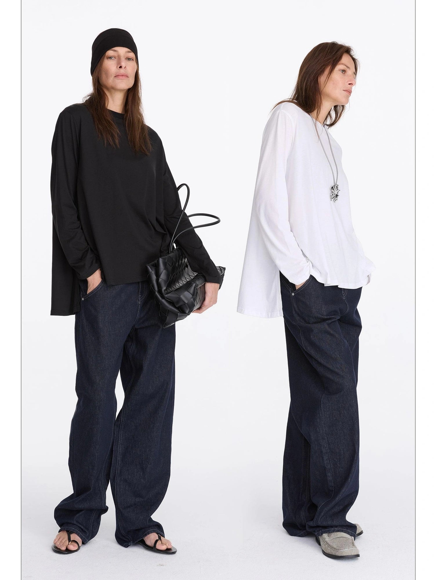 Oversized Split Hem Tee In Tencel Cotton Blend