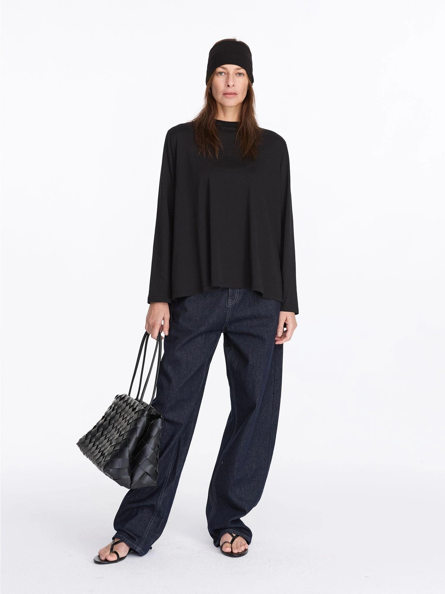 Oversized Split Hem Tee In Tencel Cotton Blend