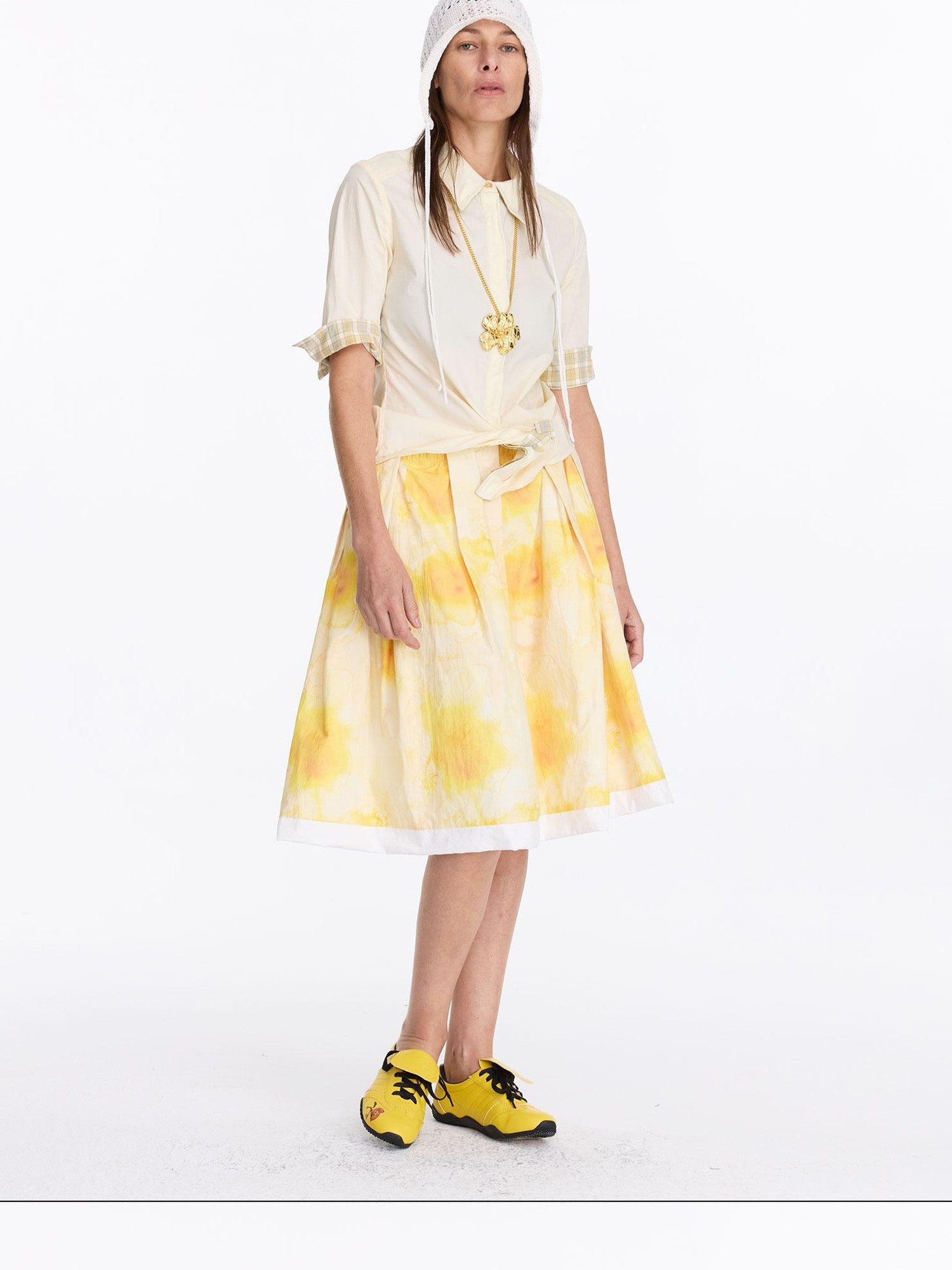 LYUOCHENG Pale Yellow Plaid Patchwork Collar Women&