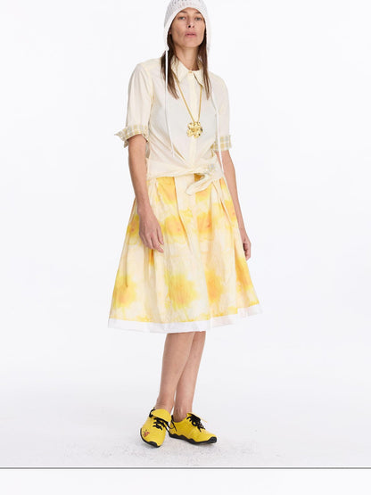 LYUOCHENG Pale Yellow Plaid Patchwork Collar Women&