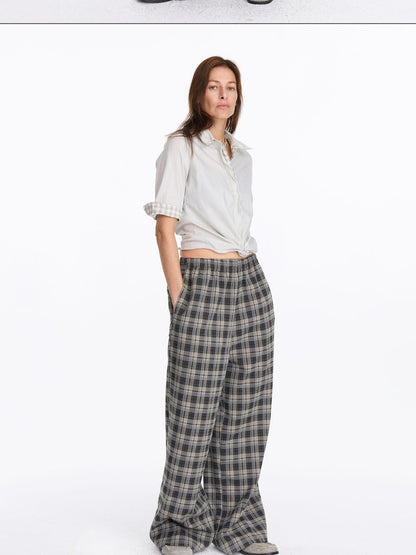 LYUOCHENG Pale Yellow Plaid Patchwork Collar Women&