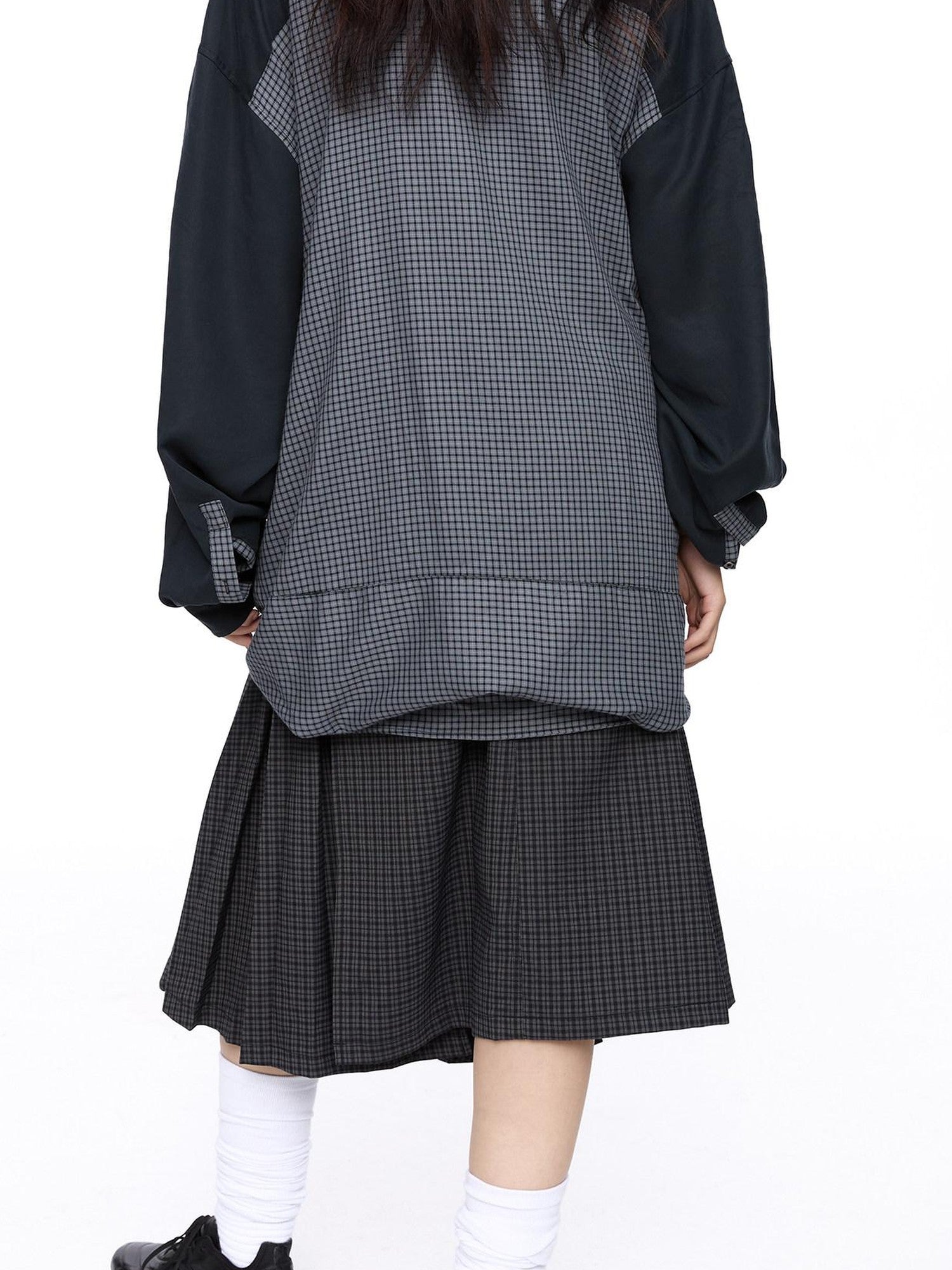 LYUOCHENG Plaid Double Collar Buttoned Midlength Loose Women&