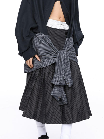 LYUOCHENG Plaid Double Collar Buttoned Midlength Loose Women&