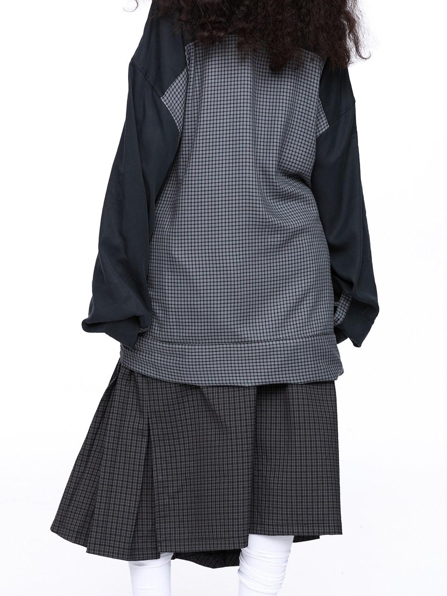 LYUOCHENG Plaid Double Collar Buttoned Midlength Loose Women&