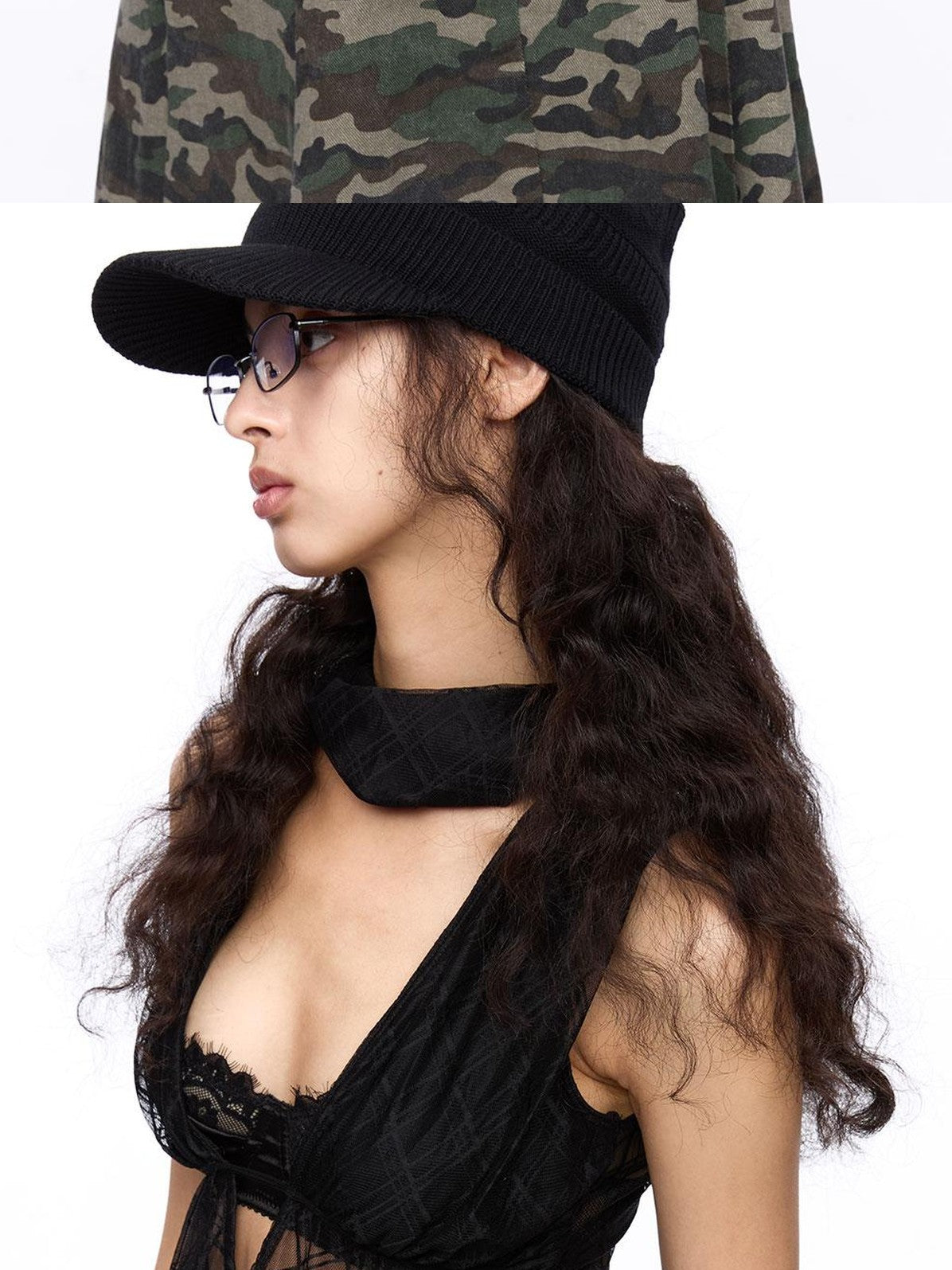 LYUOCHENG Plaid Mesh High Neck Vintage Women&