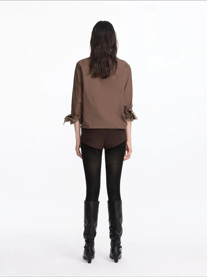 LYUOCHENG Plaid Patchwork Two Tone Long Sleeve Shirt