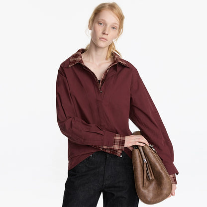 LYUOCHENG_Plaid_Patchwork_Two_Tone_Long_Sleeve_Shirt_MISSTT