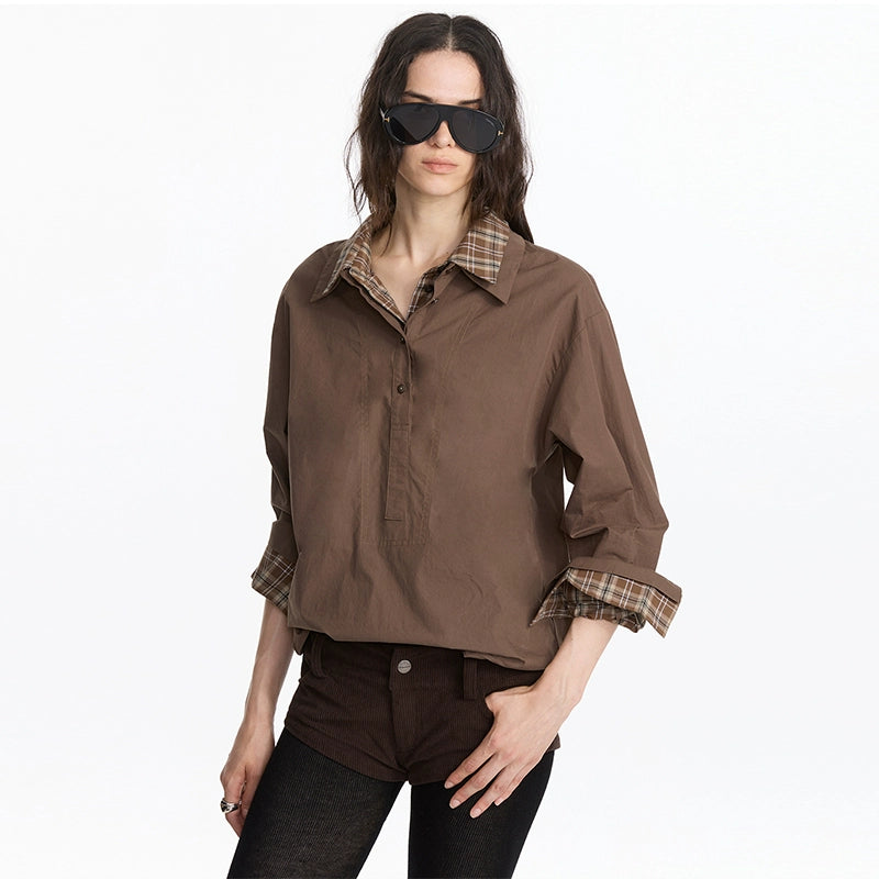 LYUOCHENG_Plaid_Patchwork_Two_Tone_Long_Sleeve_Shirt_MISSTT