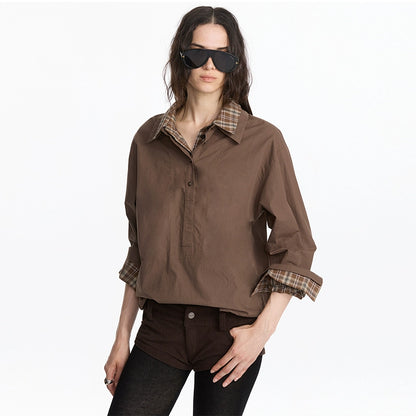 LYUOCHENG_Plaid_Patchwork_Two_Tone_Long_Sleeve_Shirt_MISSTT