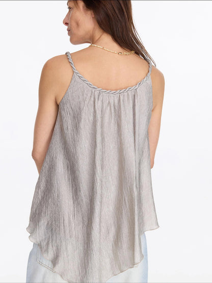 LYUOCHENG Pleated Chiffon Champagne Camisole Top