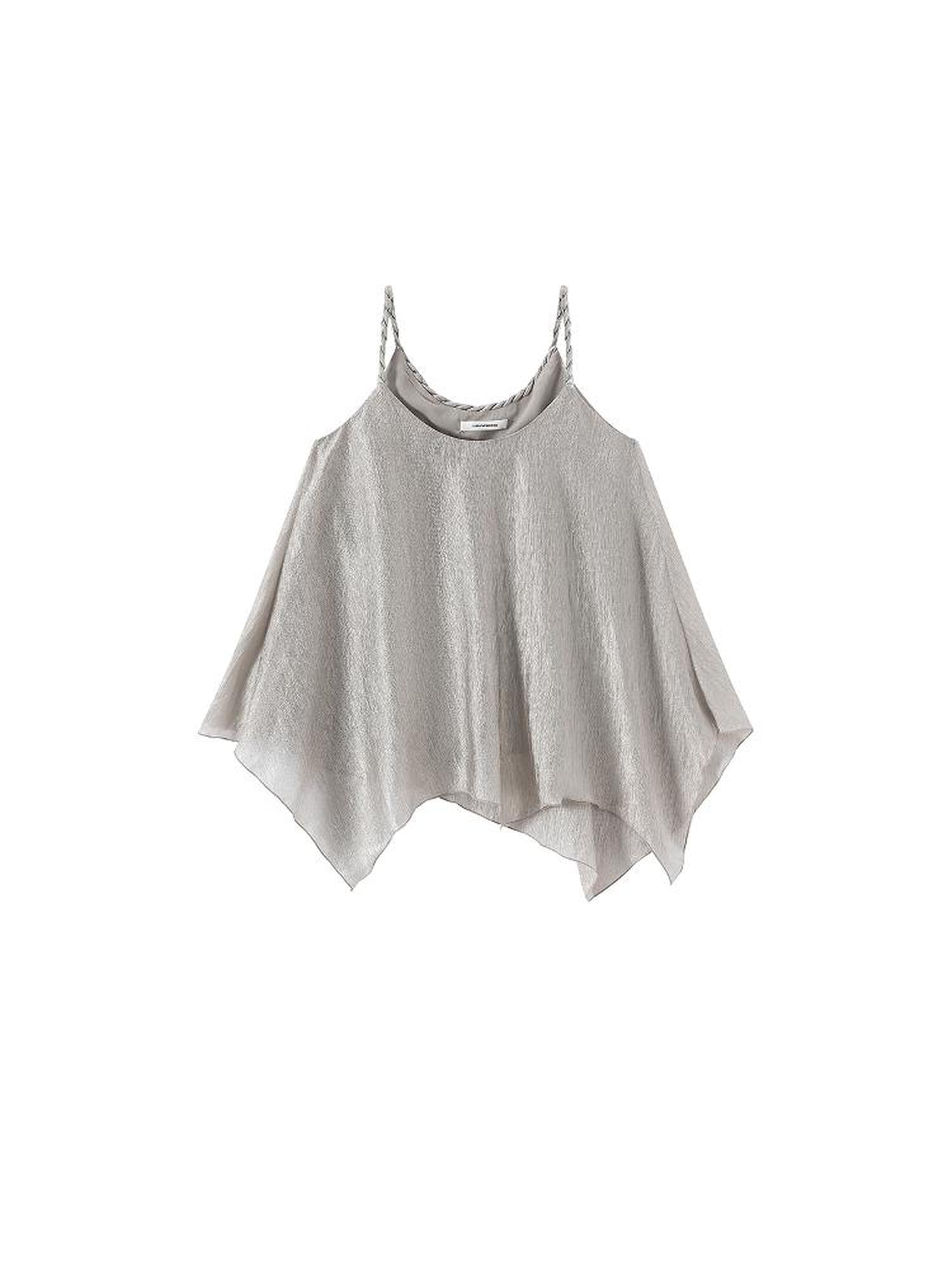 LYUOCHENG Pleated Chiffon Champagne Camisole Top