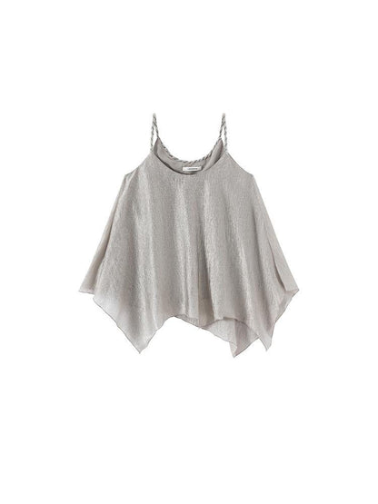 LYUOCHENG Pleated Chiffon Champagne Camisole Top