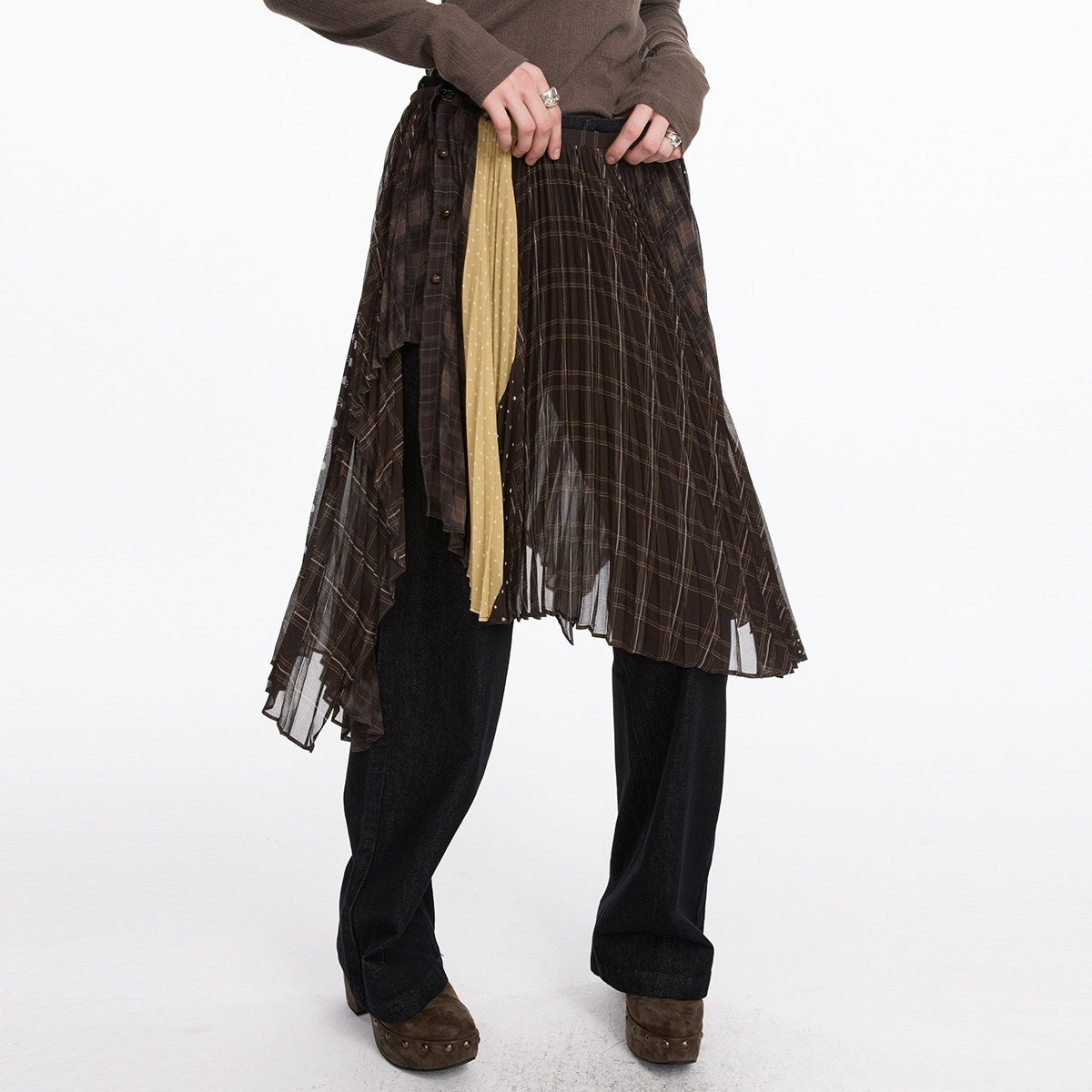 LYUOCHENG_Pleated_Colorblock_Asymmetrical_One_Piece_Women&