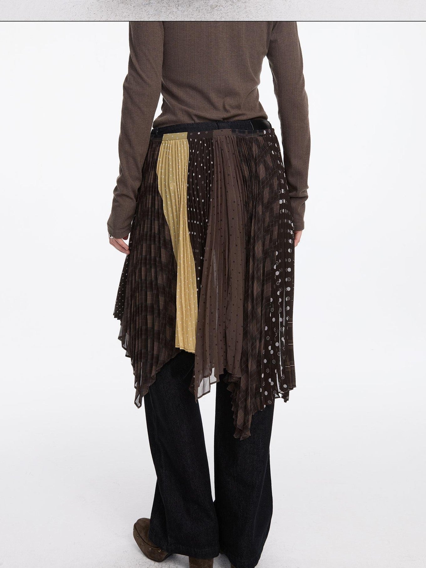 LYUOCHENG Pleated Colorblock Asymmetrical One Piece Women&