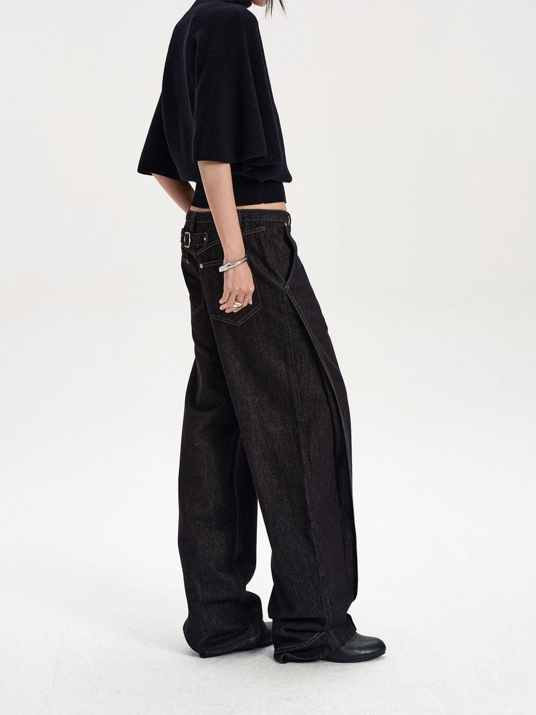 LYUOCHENG Pleated Low Rise Rigid Cotton Women&