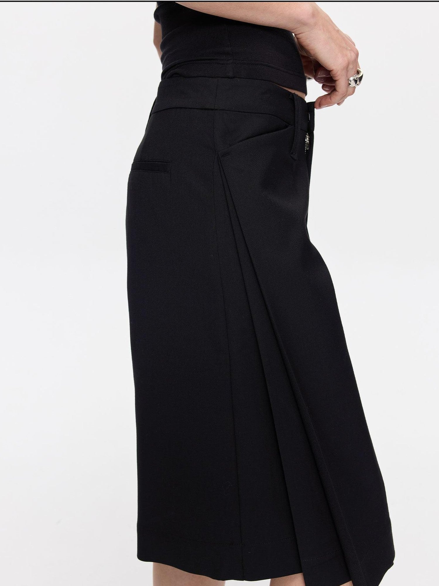 LYUOCHENG Pleated Minimalist Relaxed Mid Rise Women&