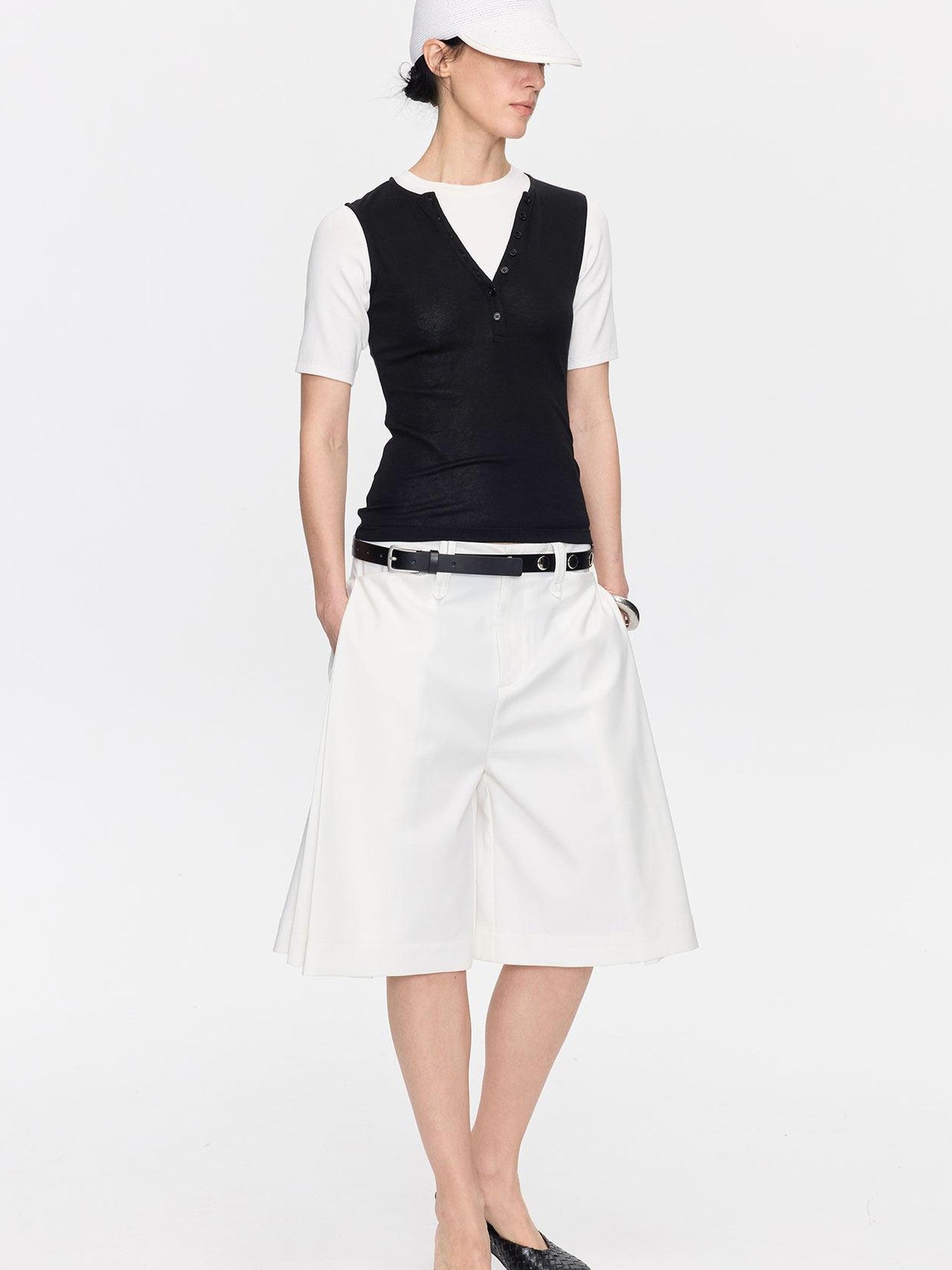 LYUOCHENG Pleated Minimalist Relaxed Mid Rise Women&