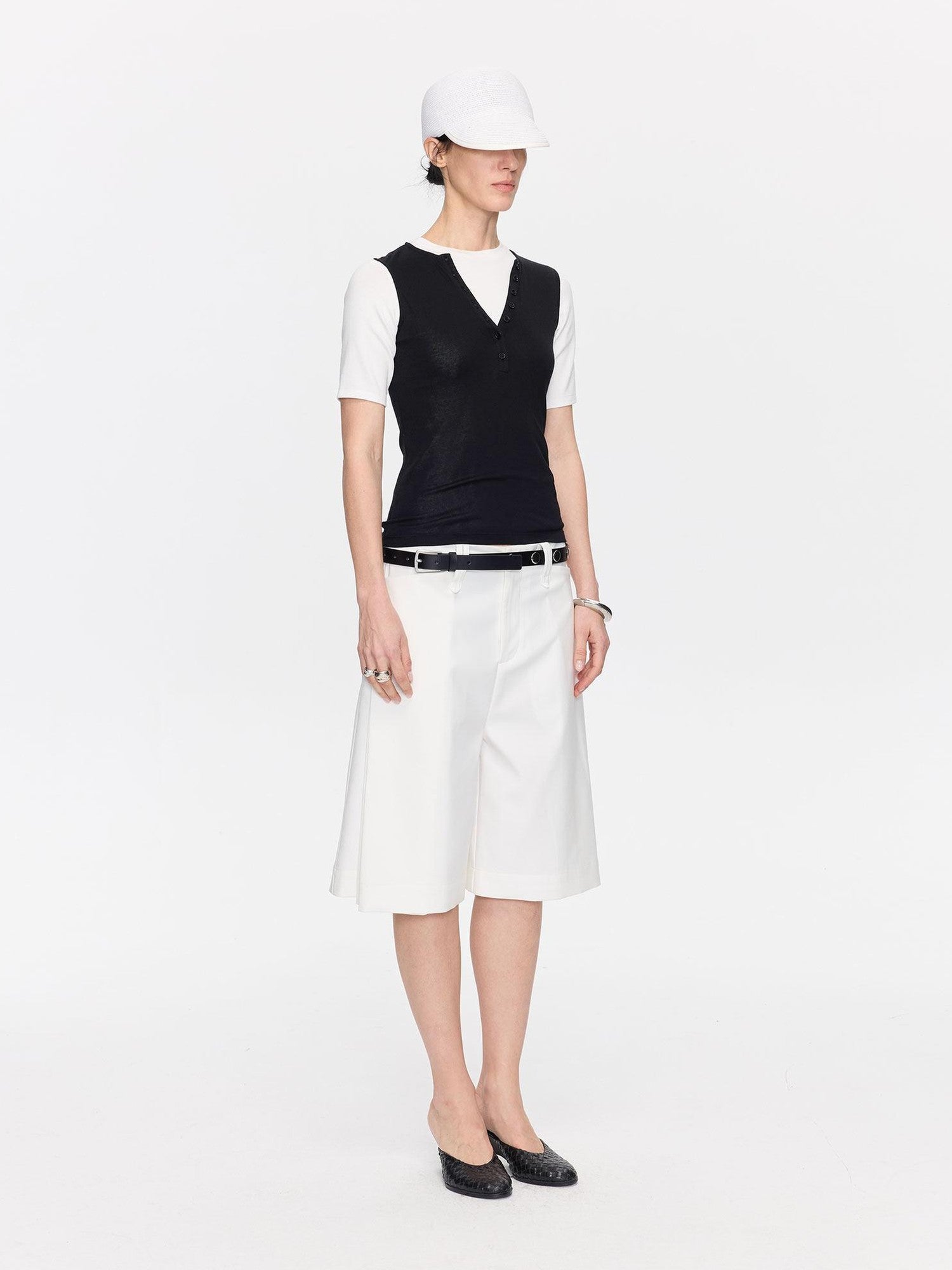 LYUOCHENG Pleated Minimalist Relaxed Mid Rise Women&