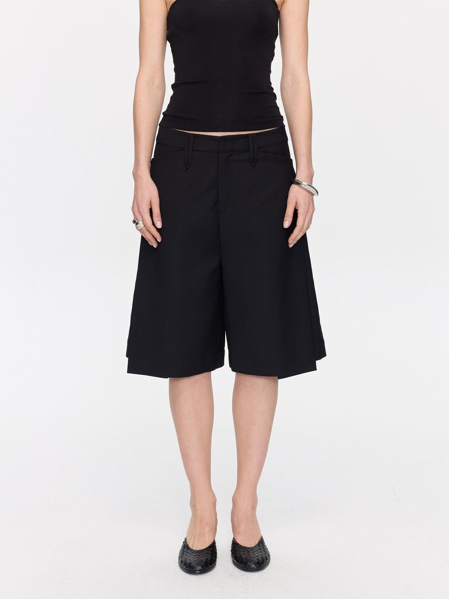 LYUOCHENG Pleated Minimalist Relaxed Mid Rise Women&