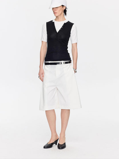 LYUOCHENG Pleated Minimalist Relaxed Mid Rise Women&