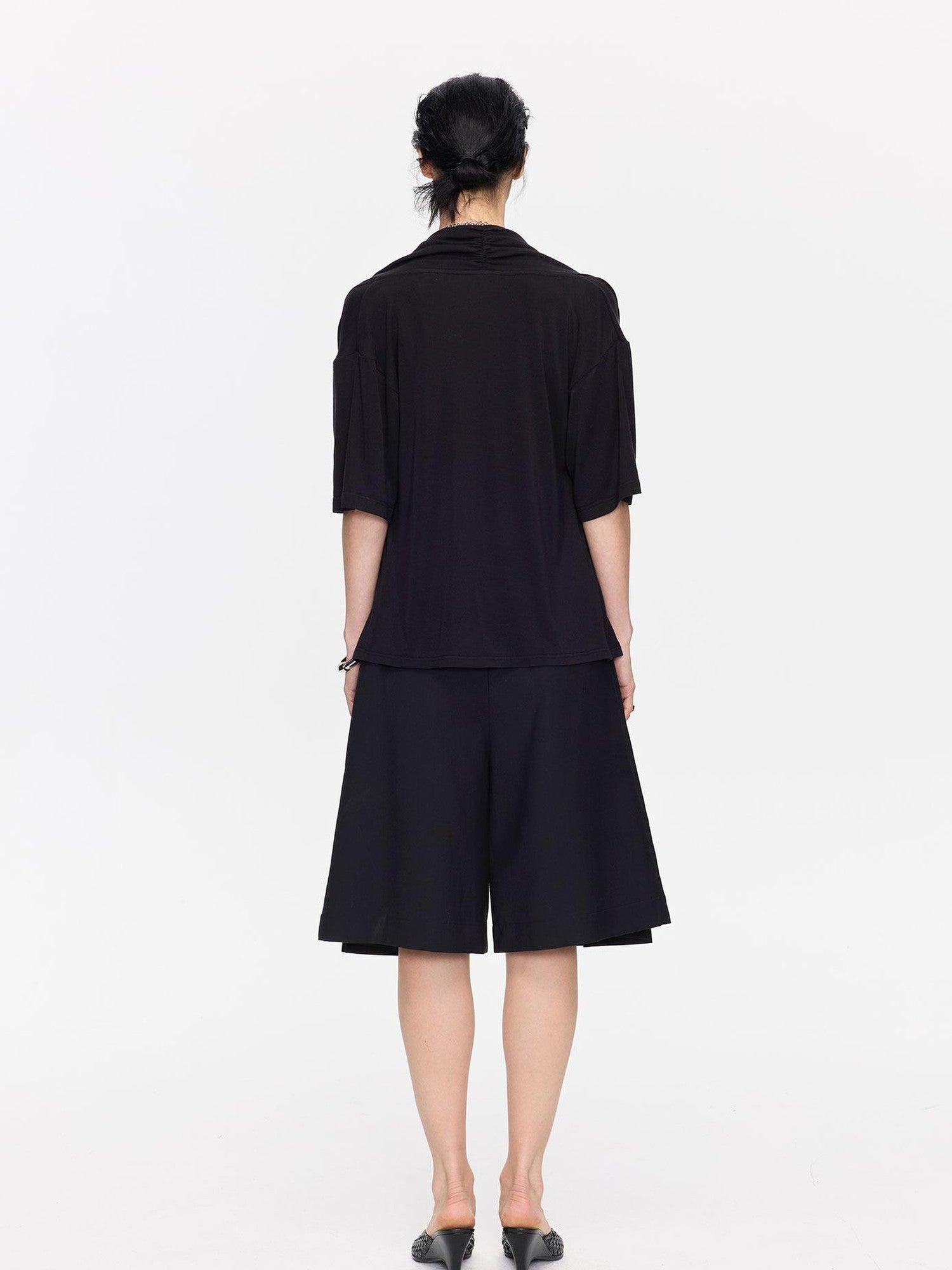 LYUOCHENG Pleated Minimalist Relaxed Mid Rise Women&