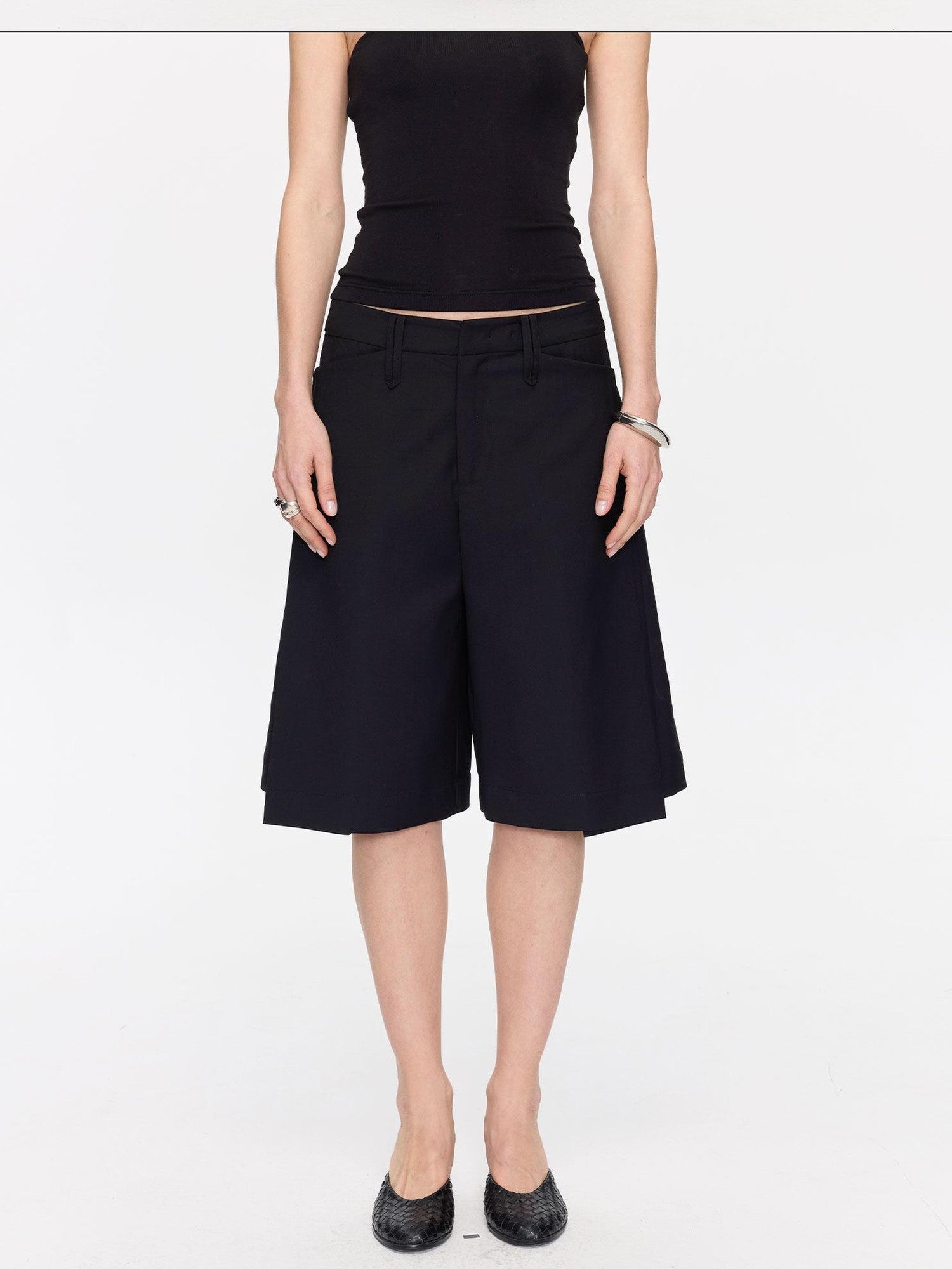 LYUOCHENG Pleated Minimalist Relaxed Mid Rise Women&