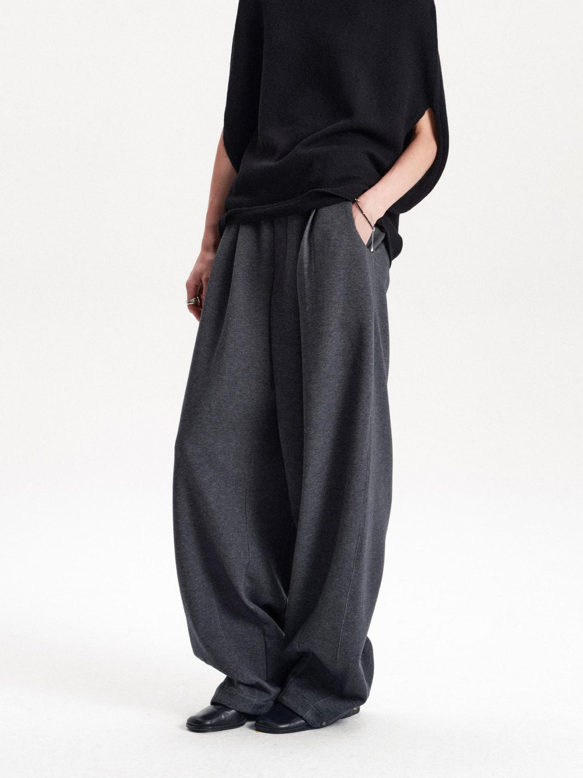 LYUOCHENG Pleated Solid Cropped Balloon Women&